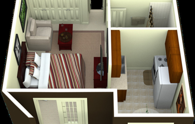 Studio, 1 bath, 430 sqft, $1,180