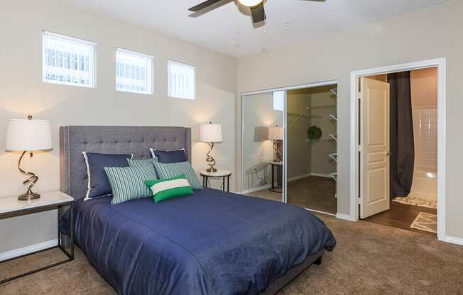 Bedroom with bed and lamps at Level 25 at Durango by Picerne, Las Vegas, NV, 89113