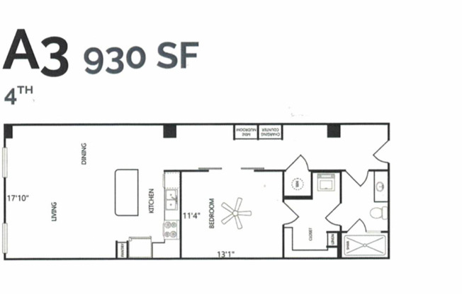 1 bed, 1 bath, 930 sqft, $2,170, Unit 410