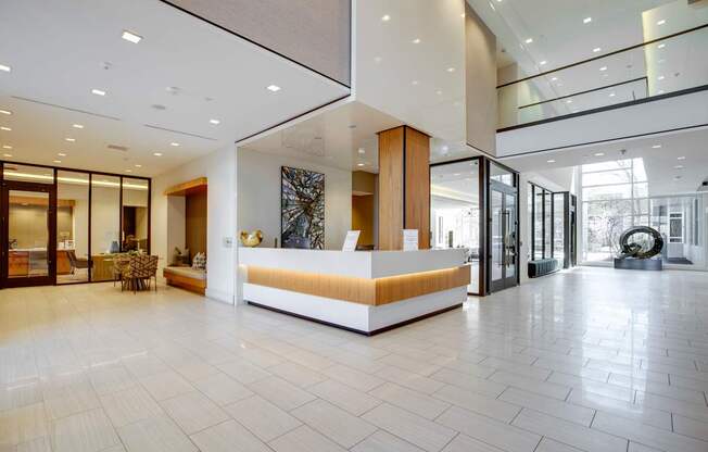 Lobby and concierge desk at Valo Apartments in Washington DC 20024