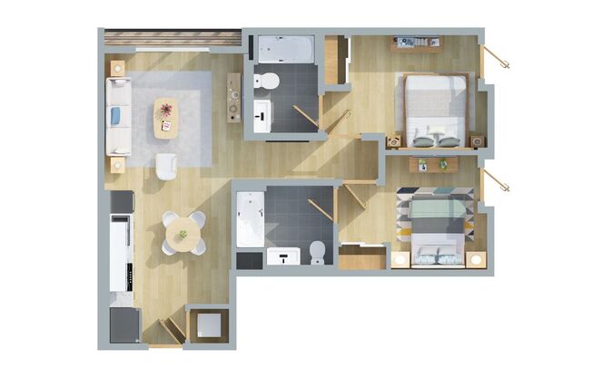 2 beds, 2 baths, 840 sqft, $3,500, Unit 505