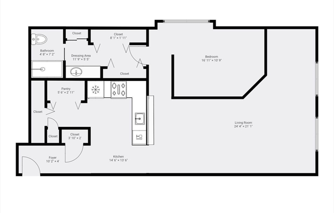 1 bed, 1 bath, 890 sqft, $4,200, Unit 501