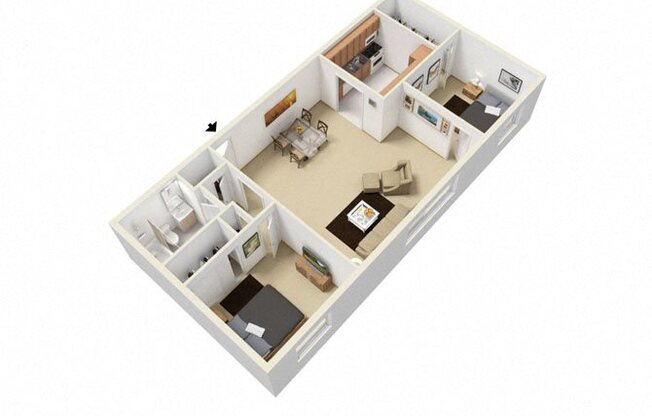 2 beds, 1 bath, 750 sqft, $946