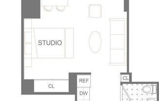 Studio, 1 bath, 380 sqft, $3,650, Unit 25B