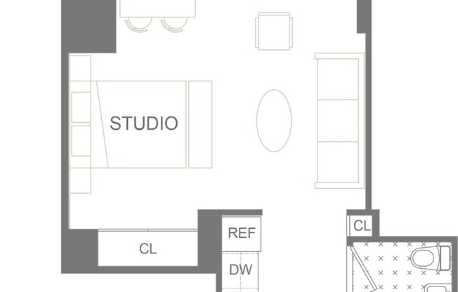 Studio, 1 bath, 380 sqft, $3,650, Unit 25B