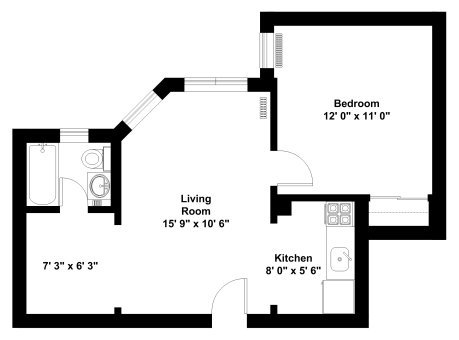 1 bed, 1 bath, 500 sqft, $2,100, Unit 409
