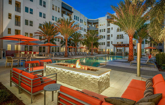 Resort-Style Pool Deck at Aurora Luxury Apartments in Downtown Tampa FL