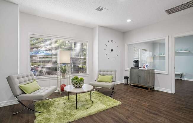 Business Center with a coffee maker and seating at La Costa in Plano, TX