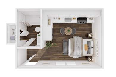 Studio, 1 bath, 392 sqft, $1,154