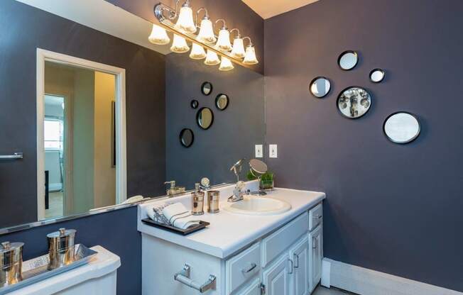 a bathroom with a sink and a mirror at Village Club of Royal Oak, Royal Oak, MI 48067