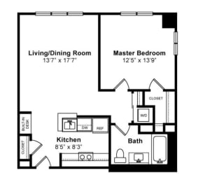 1 bed, 1 bath, 733 sqft, $2,725