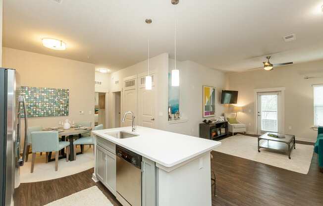 Living room Kitchen and Dining room at Proximity Apartments, Charleston, SC, 29414