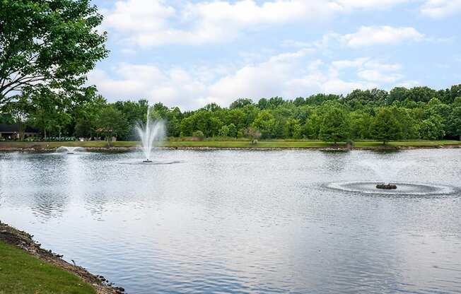 Stocked Lake with Fountains