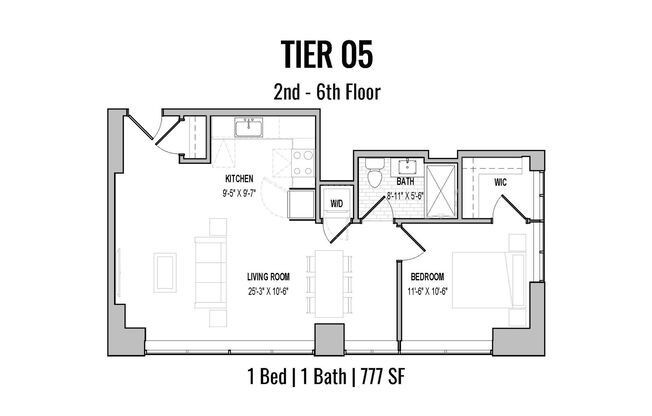 1 bed, 1 bath, 777 sqft, $2,749, Unit 405