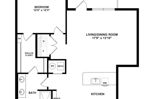 1 bed, 1 bath, 807 sqft, $1,540