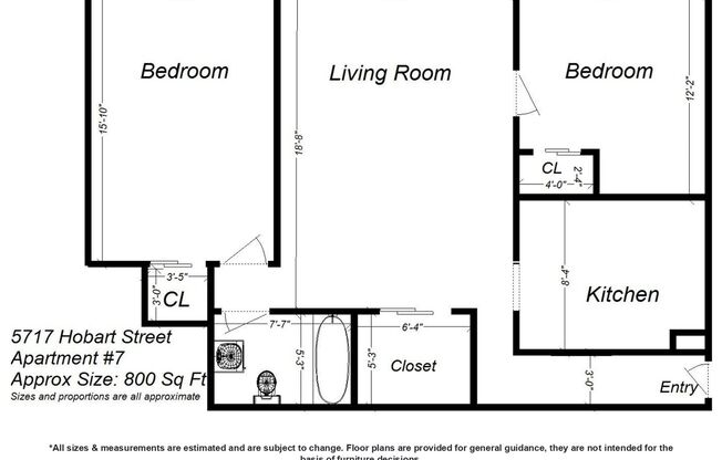 2 beds, 1 bath, 800 sqft, $1,759, Unit 5717 Hobart St. #07