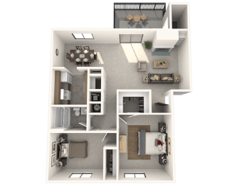 2 beds, 1 bath, 886 sqft, $1,259