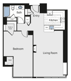 1 bed, 1 bath, 739 sqft, $2,430