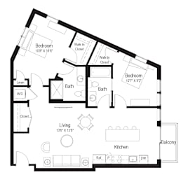 2 beds, 2 baths, 1,182 sqft, $2,542