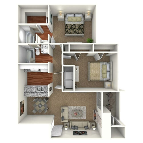 2 beds, 2 baths, 955 sqft, $1,369