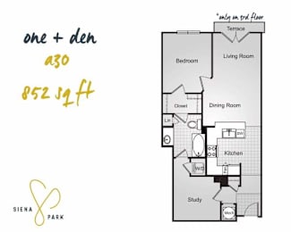 1 bed, 1 bath, 852 sqft, $2,335