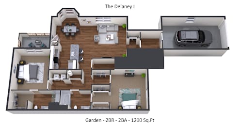 2 beds, 2 baths, 1,200 sqft, $1,674