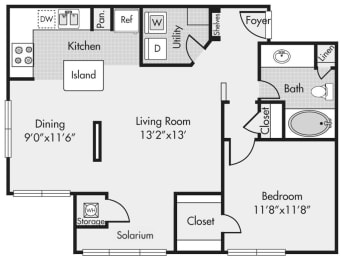 1 bed, 1 bath, 832 sqft, $1,409