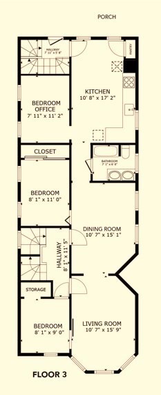 3 beds, 1 bath, 1,130 sqft, $2,600, Unit 3