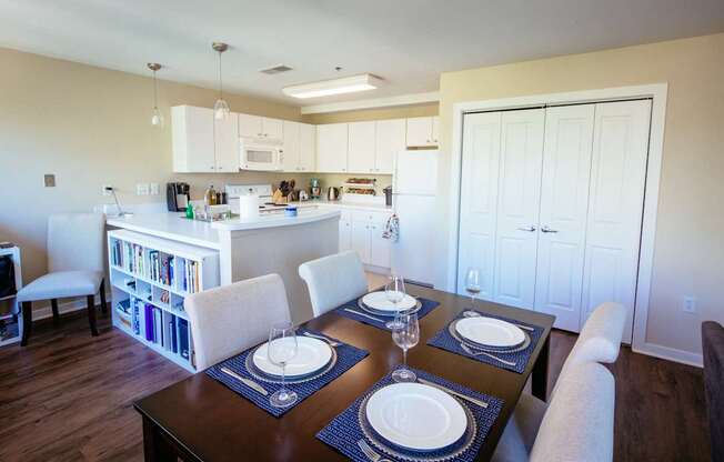 close up of dining table with four settings at Residences at Forest Park, Missouri