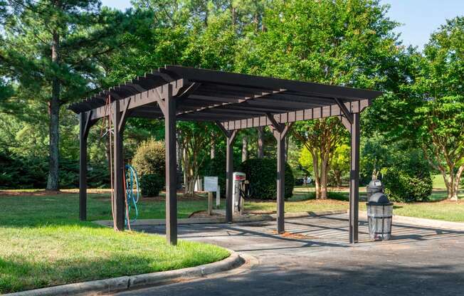 a picnic shelter in a park