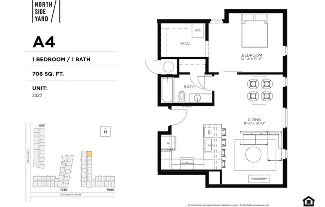 1 bed, 1 bath, 706 sqft, $1,425, Unit 2327