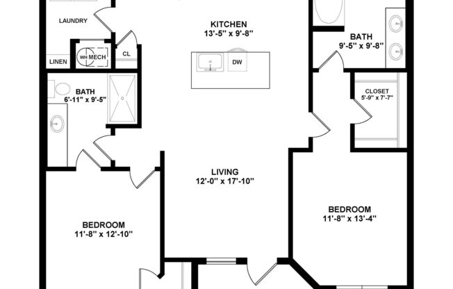 2 beds, 2 baths, 1,039 sqft, $1,861
