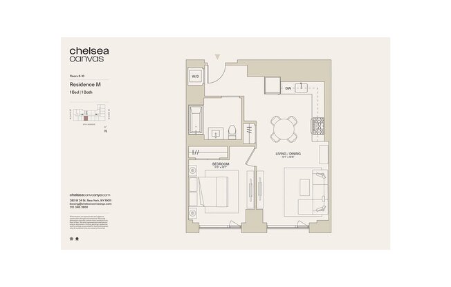 1 bed, 1 bath, $7,600, Unit 7M