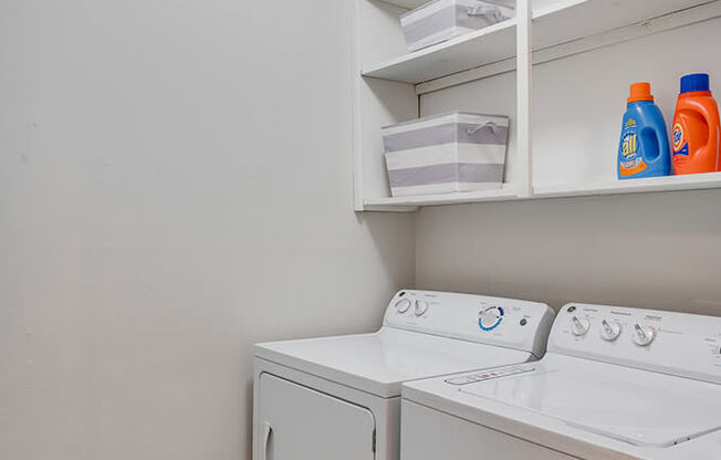 Washer and Dryer with Lots of Storage Space Above