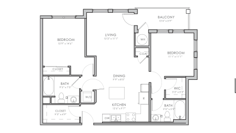 2 beds, 2 baths, 1,072 sqft, $2,210