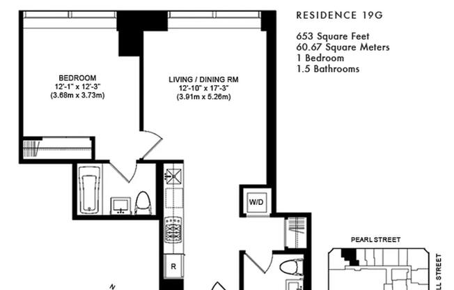 1 bed, 1.5 baths, 653 sqft, $4,800, Unit 32G