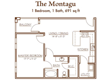 1 bed, 1 bath, 691 sqft, $1,258