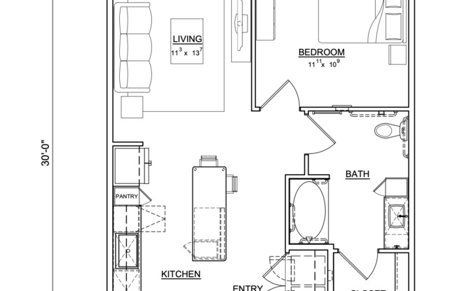 1 bed, 1 bath, 720 sqft, $1,499