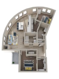 2 beds, 2 baths, 1,191 sqft, $2,587