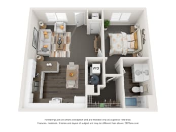 1 bed, 1 bath, 621 sqft, $1,245