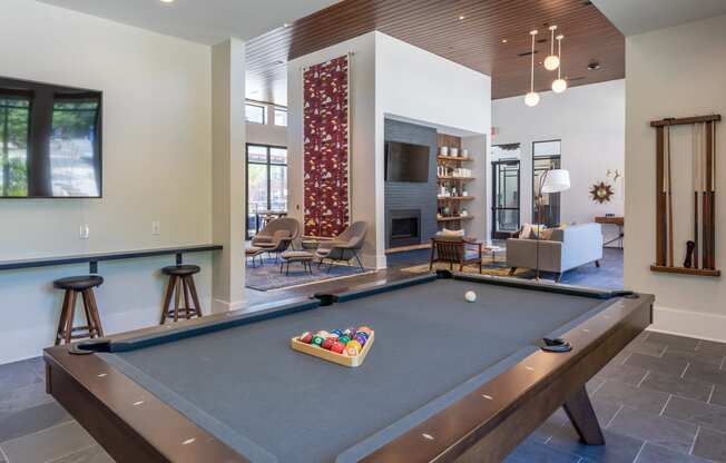 Pool table at Link Apartments® Linden, Chapel Hill, NC