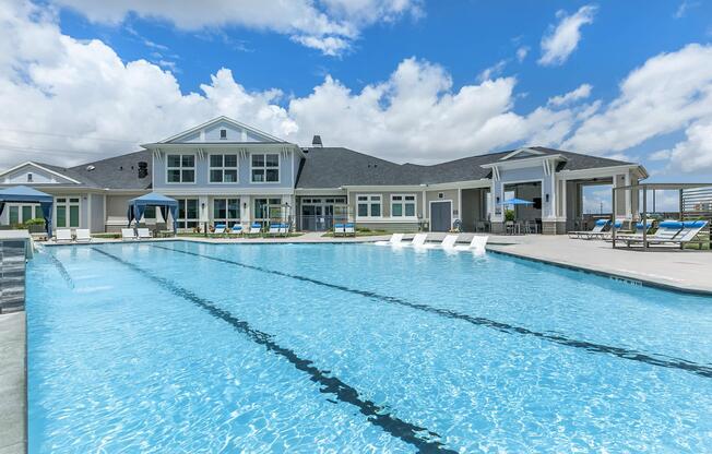 a pool next to a body of water