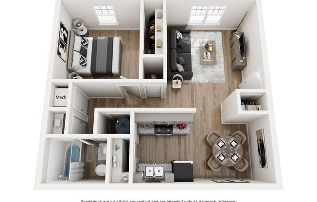 1 bed, 1 bath, 610 sqft, $1,249