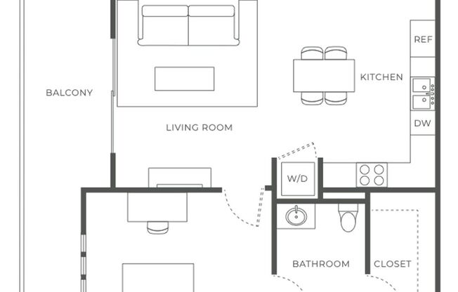 1 bed, 1 bath, 666 sqft, $2,500, Unit 201