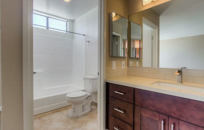 Renovated Units with New Bathroom Vanities at La Vista Terrace, California