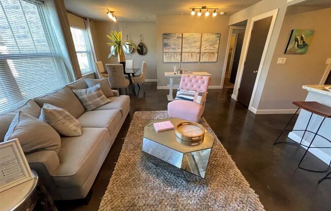 Living Area With Dining Room at Palisades at Pleasant Crossing, Rogers
