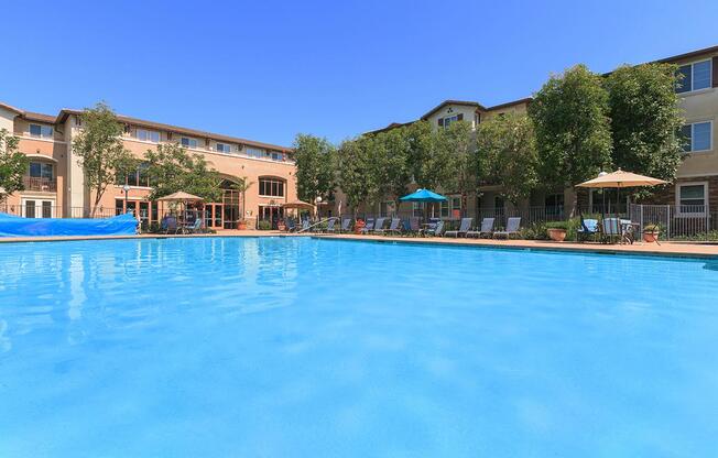 a blue pool of water