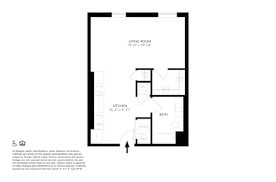 Studio, 1 bath, 584 sqft, $1,685