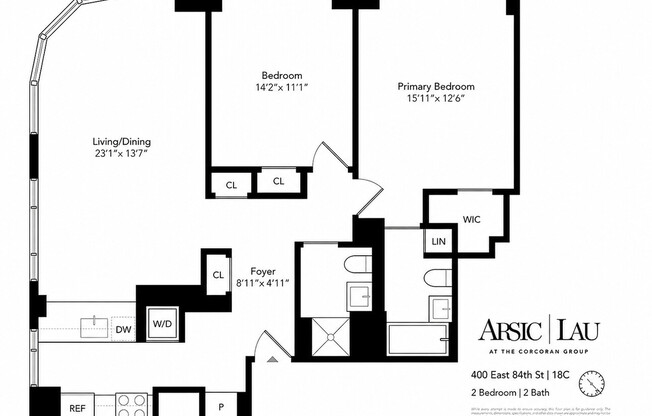 2 beds, 2 baths, 1,156 sqft, $13,750, Unit 18C