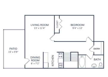 1 bed, 1 bath, 541 sqft, $1,442